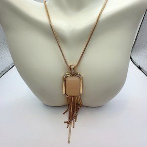 Christian Siriano NWT Long Gold-Tone Necklace with Fringe Pendant